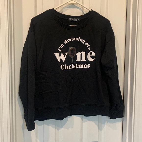 Fifth Sun Tops - Wine Christmas Lightweight Sweatshirt